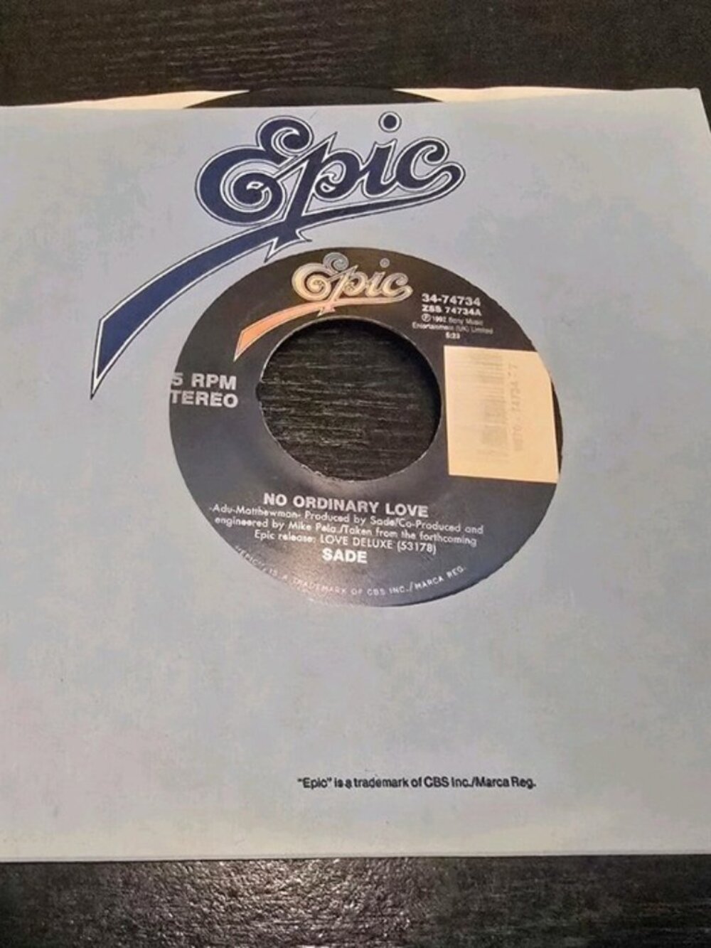 *AS IS* Sade No Ordinary Love 7 Inch Vinyl Record Single Epic 1992